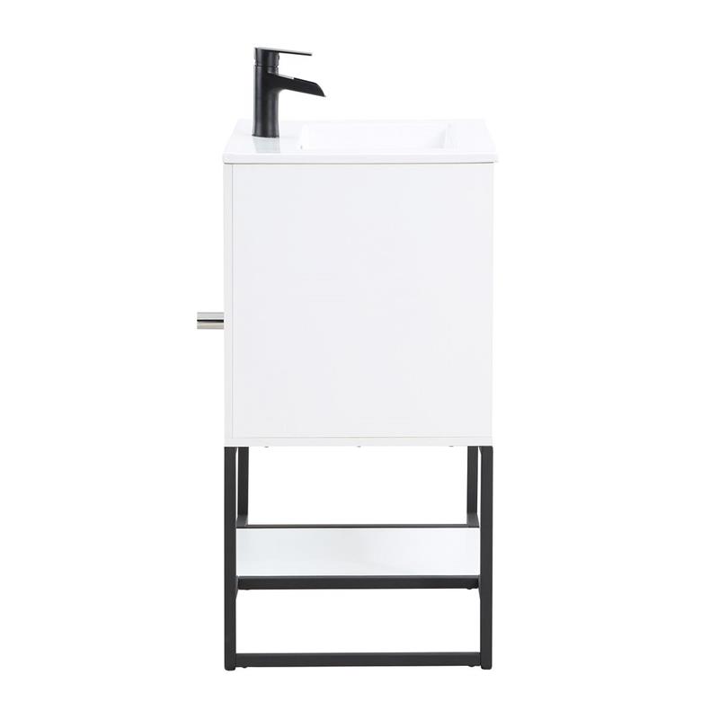 Manhattan Comfort Scarsdale Metal Bathroom Vanity Sink in White/Black