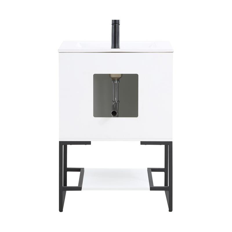 Manhattan Comfort Scarsdale Metal Bathroom Vanity Sink in White/Black
