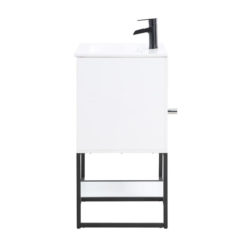 Manhattan Comfort Scarsdale Metal Bathroom Vanity Sink in White/Black