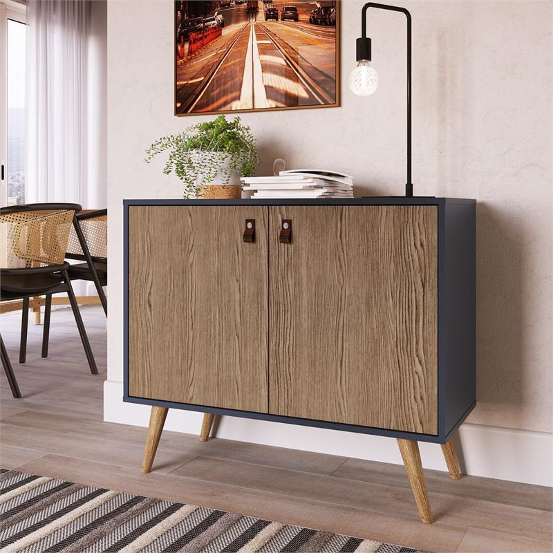 Manhattan Comfort Amber 1-Shelf Engineered Wood Accent Cabinet in Blue/Natural