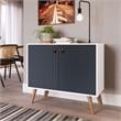 Manhattan Comfort Amber 1-Shelf Engineered Wood Accent Cabinet in White/Blue