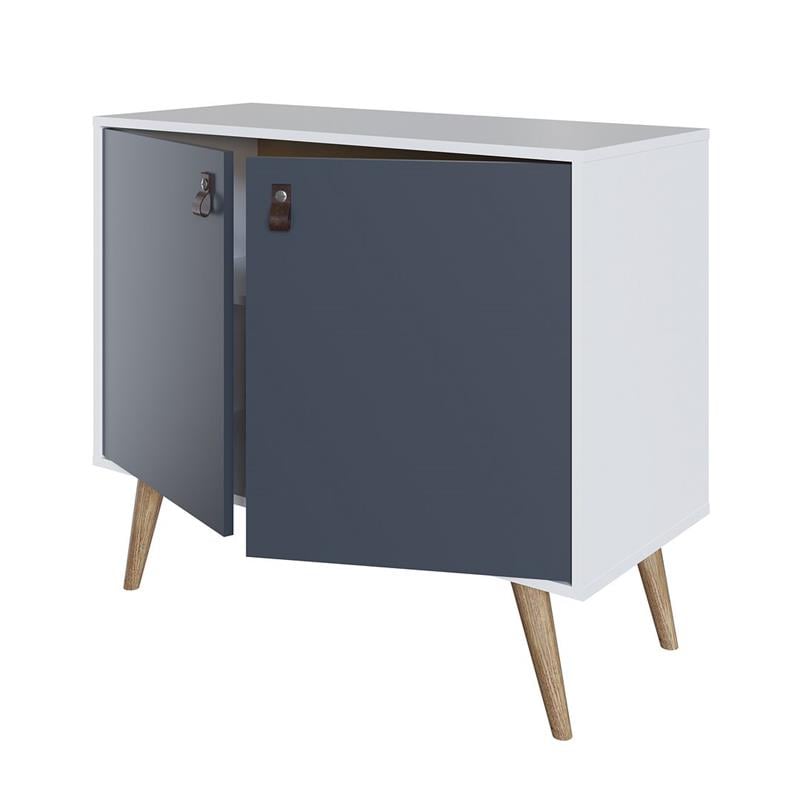 Manhattan Comfort Amber 1-Shelf Engineered Wood Accent Cabinet in White/Blue