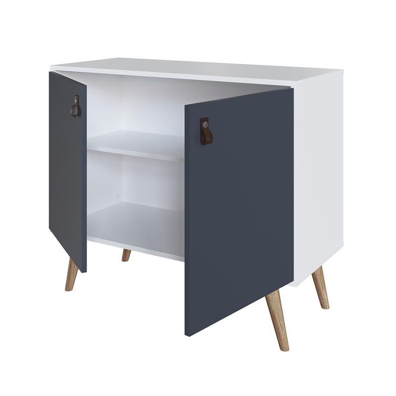 Manhattan Comfort Amber 1-Shelf Engineered Wood Accent Cabinet in White/Blue