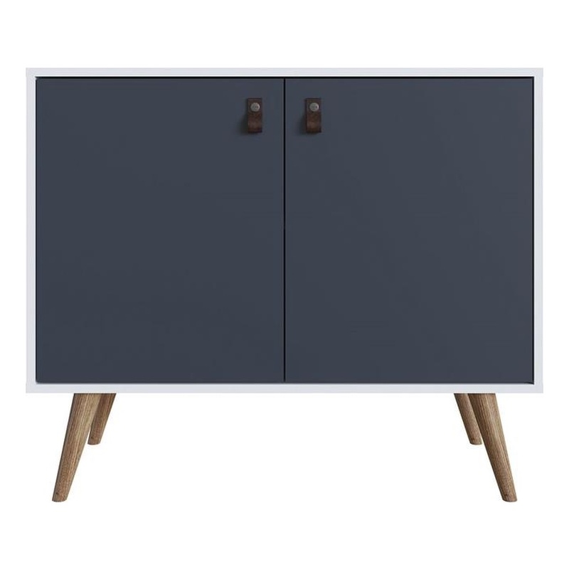 Manhattan Comfort Amber 1-Shelf Engineered Wood Accent Cabinet in White/Blue