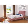 Manhattan Comfort Heather Modern Velvet/Foam Twin Bed in Blush Pink/Gold