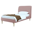 Manhattan Comfort Heather Modern Velvet/Foam Twin Bed in Blush Pink/Gold