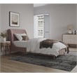 Manhattan Comfort Heather Modern Velvet/Foam Twin Bed in Blush Pink/Gold