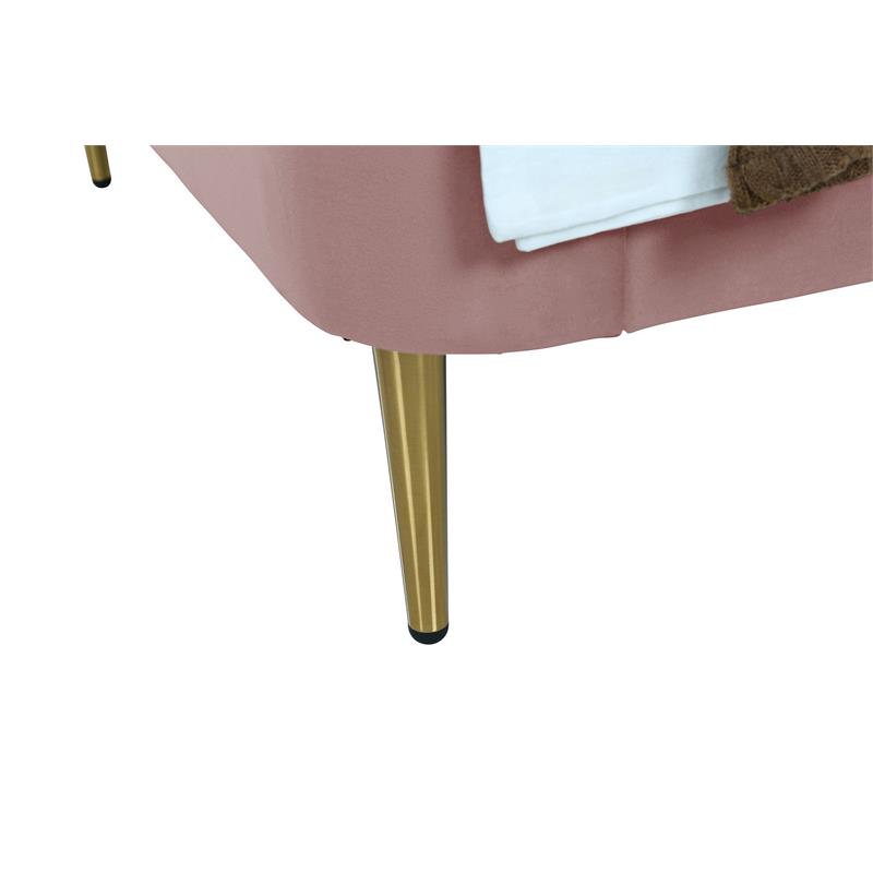 Manhattan Comfort Heather Modern Velvet/Foam Twin Bed in Blush Pink/Gold