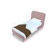 Manhattan Comfort Heather Modern Velvet/Foam Twin Bed in Blush Pink/Gold