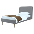Manhattan Comfort Heather Modern Velvet/Foam Twin Bed in Gray/Gold