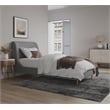 Manhattan Comfort Heather Modern Velvet/Foam Twin Bed in Gray/Gold
