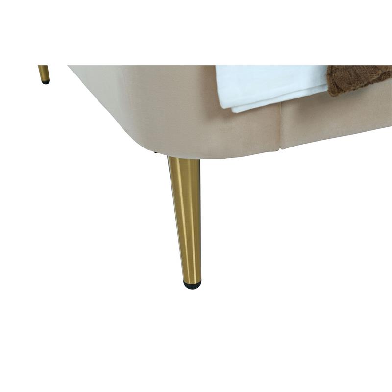 Manhattan Comfort Heather Modern Velvet/Foam Twin Bed in Taupe/Gold