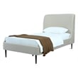 Manhattan Comfort Heather Modern Velvet/Foam Twin Bed in Cream/Black