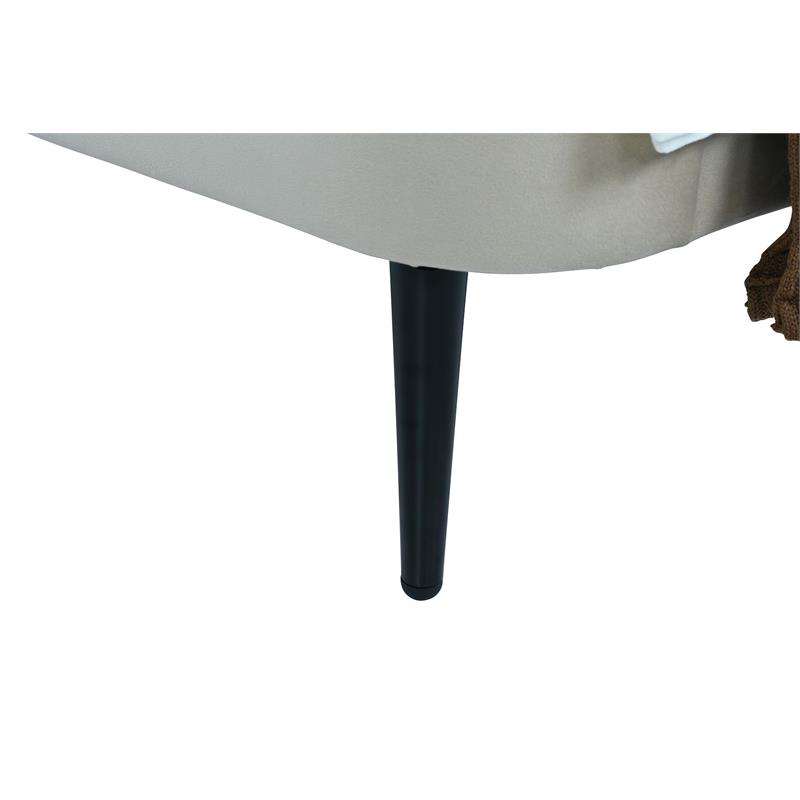 Manhattan Comfort Heather Modern Velvet/Foam Twin Bed in Cream/Black