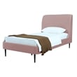 Manhattan Comfort Heather Modern Velvet/Foam Twin Bed in Blush Pink/Black