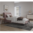 Manhattan Comfort Heather Modern Velvet/Foam Twin Bed in Blush Pink/Black