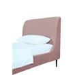 Manhattan Comfort Heather Modern Velvet/Foam Twin Bed in Blush Pink/Black