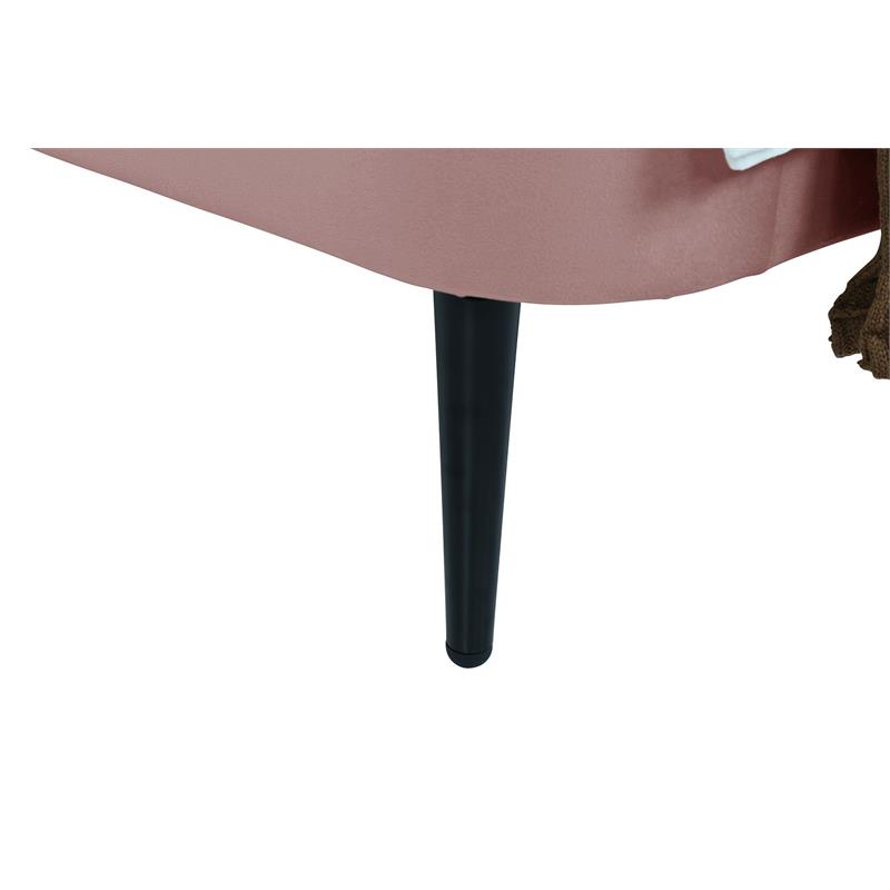 Manhattan Comfort Heather Modern Velvet/Foam Twin Bed in Blush Pink/Black