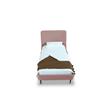Manhattan Comfort Heather Modern Velvet/Foam Twin Bed in Blush Pink/Black