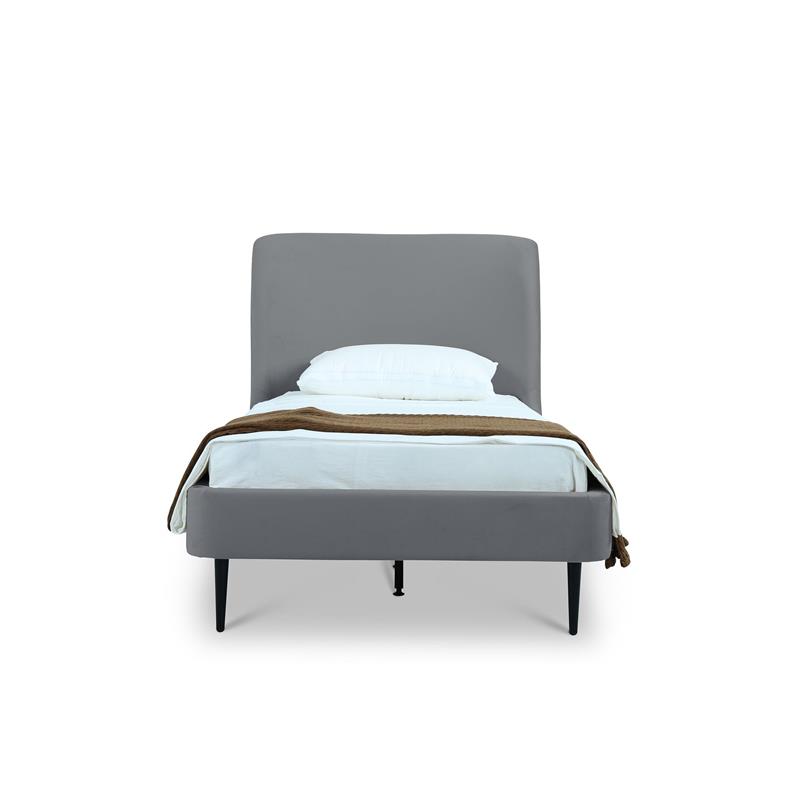 Manhattan Comfort Heather Modern Velvet/Foam Twin Bed in Gray/Black