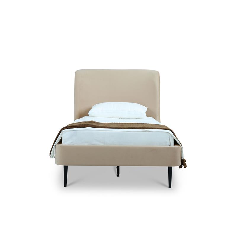 Manhattan Comfort Heather Modern Velvet/Foam Twin Bed in Taupe/Black