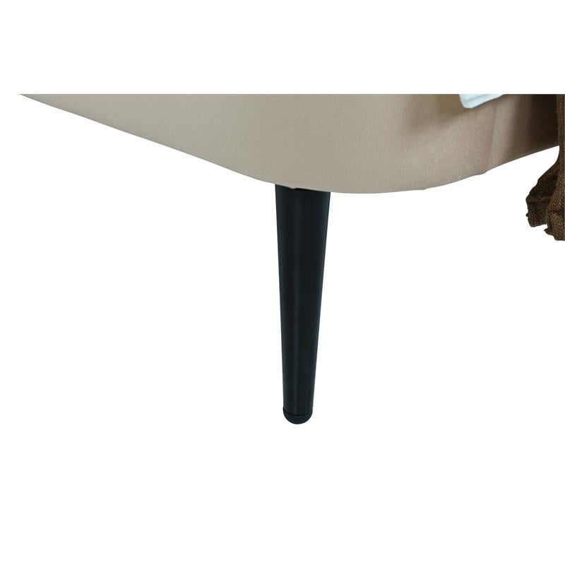 Manhattan Comfort Heather Modern Velvet/Foam Twin Bed in Taupe/Black