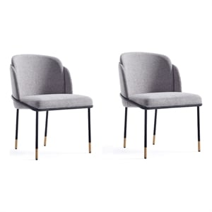 Manhattan Comfort Flor 18.7&quot Fabric Dining Chair in Gray (Set of 2)