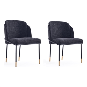 Manhattan Comfort Flor 18.7&quot Fabric Dining Chair in Black (Set of 2)