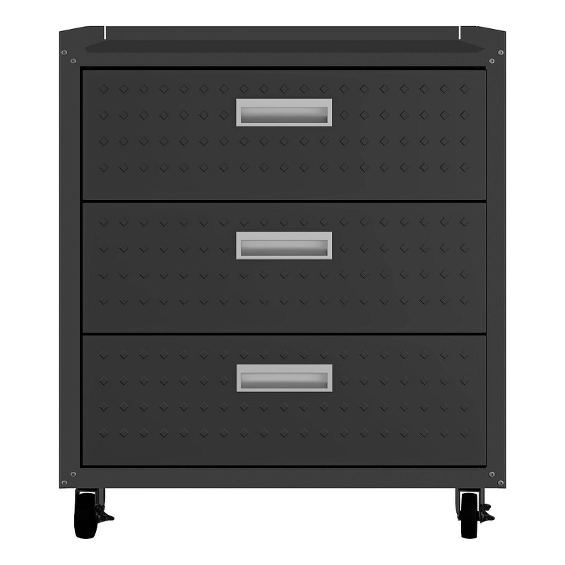 Manhattan Comfort Fortress Metal Mobile Garage Chest with Drawers in Charcoal