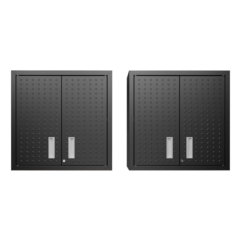 Manhattan Comfort Fortress Metal Floating Garage Cabinets in Charcoal (Set of 2)