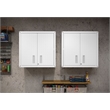 Manhattan Comfort Fortress Metal Floating Garage Cabinets in White (Set of 2)