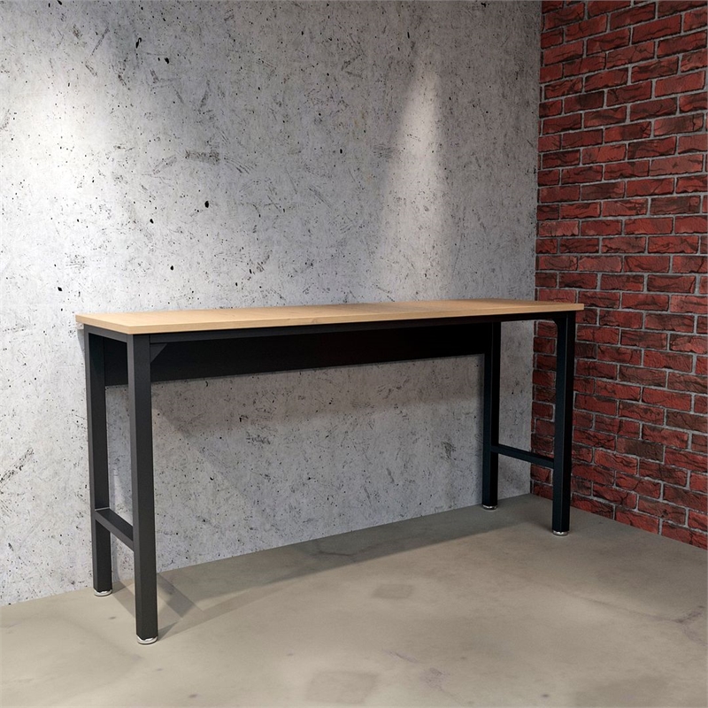 Manhattan Comfort Fortress MDP Wood/Metal Garage Table in Charcoal/Natural