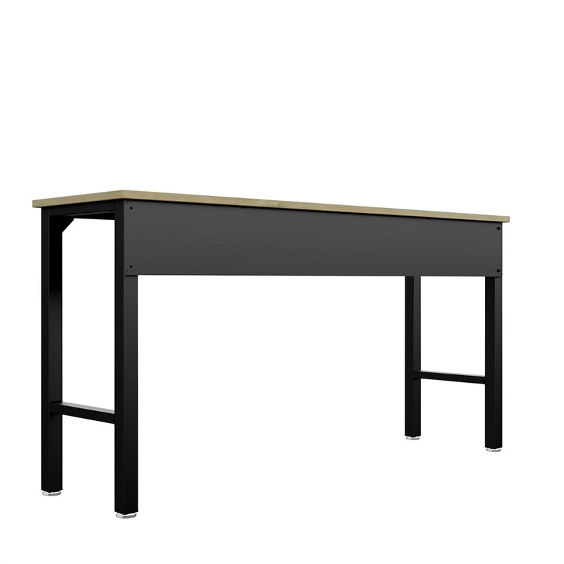 Manhattan Comfort Fortress MDP Wood/Metal Garage Table in Charcoal/Natural
