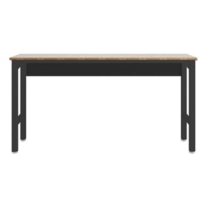 fortress natural wood and steel garage table in charcoal grey