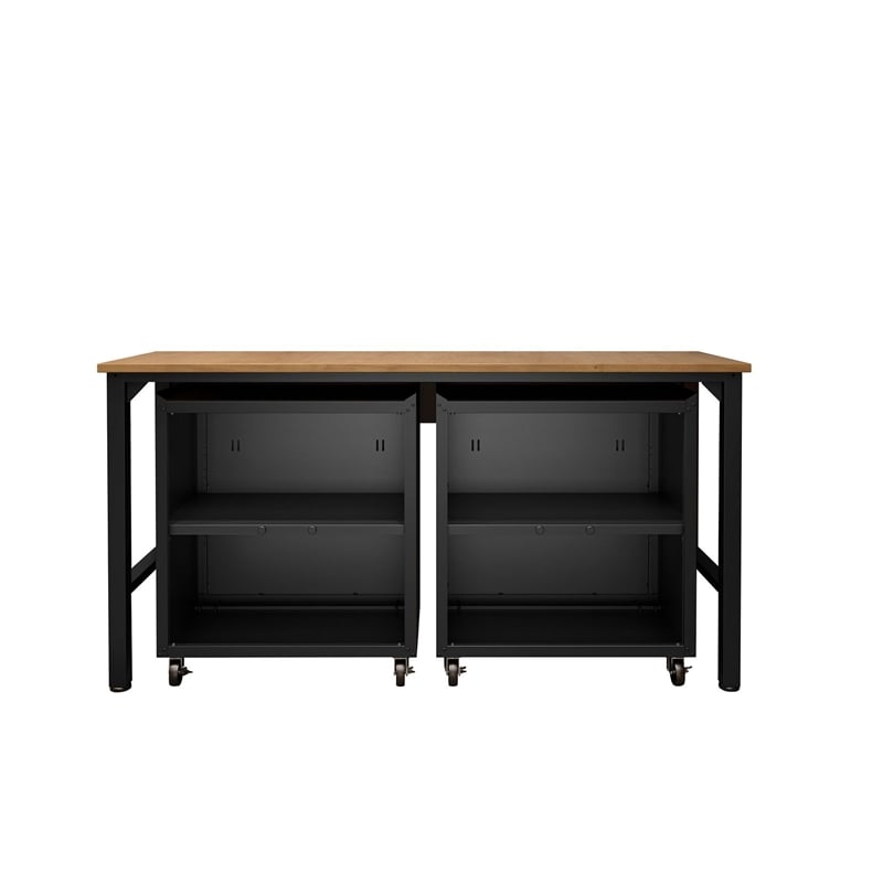 Manhattan Comfort Fortress 3-Piece Wood Garage Cabinet Set 1.0 in Charcoal