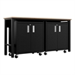 Manhattan Comfort Fortress 3-Piece Wood Garage Cabinet Set 1.0 in Charcoal
