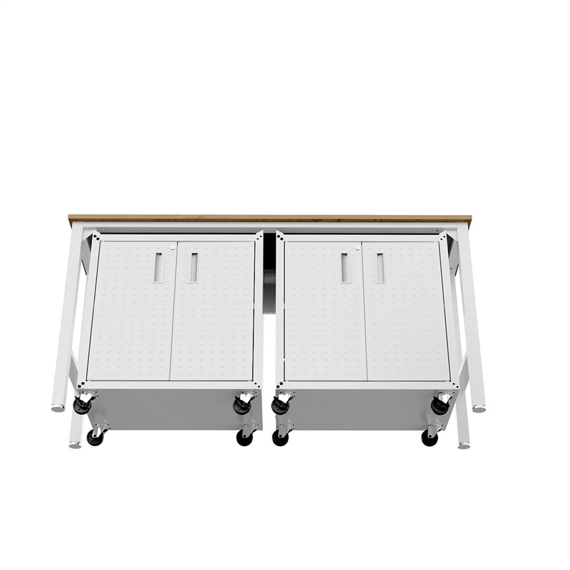 Manhattan Comfort Fortress 3-Piece Wood Garage Cabinet Set 1.0 in White