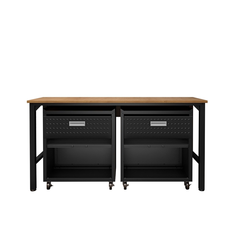 Manhattan Comfort Fortress 3-Piece Wood Garage Cabinet Set 4.0 in Charcoal