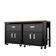 Manhattan Comfort Fortress 3-Piece Wood Garage Cabinet Set 4.0 in Charcoal