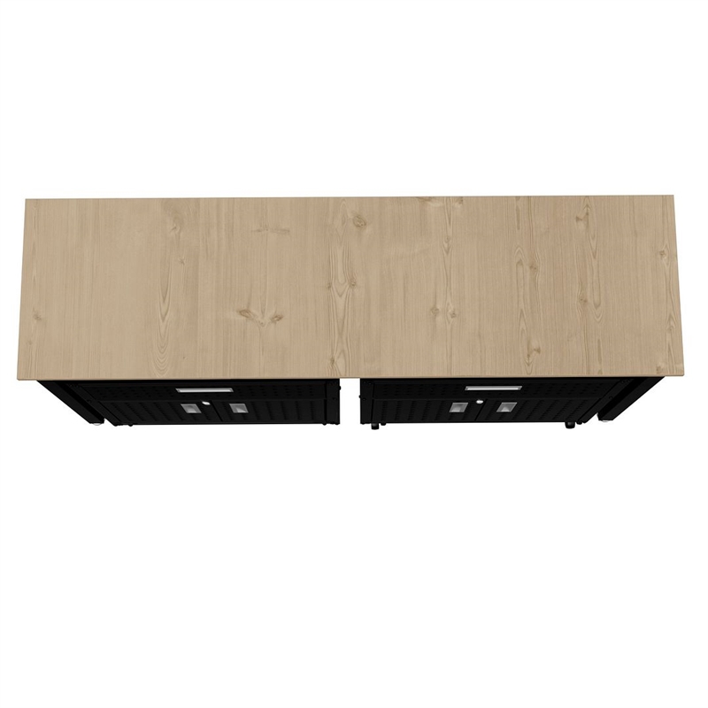 Manhattan Comfort Fortress 3-Piece Wood Garage Cabinet Set 4.0 in Charcoal