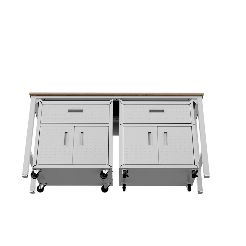Manhattan Comfort Fortress 3-Piece Wood Garage Cabinet Set 4.0 in White