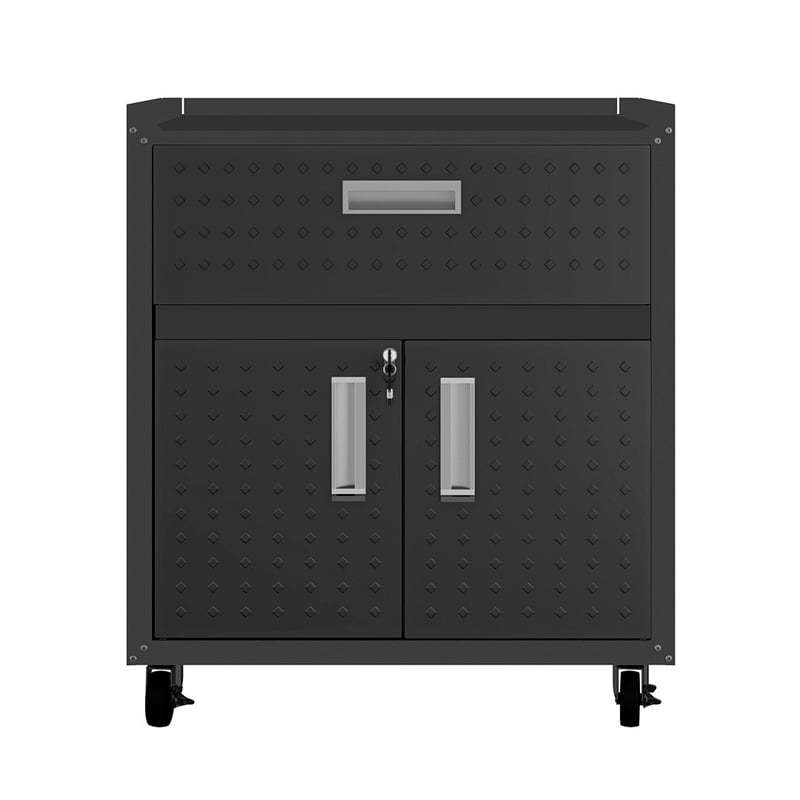 Manhattan Comfort Fortress 3-Piece Wood Garage Cabinet Set 5.0 in Charcoal