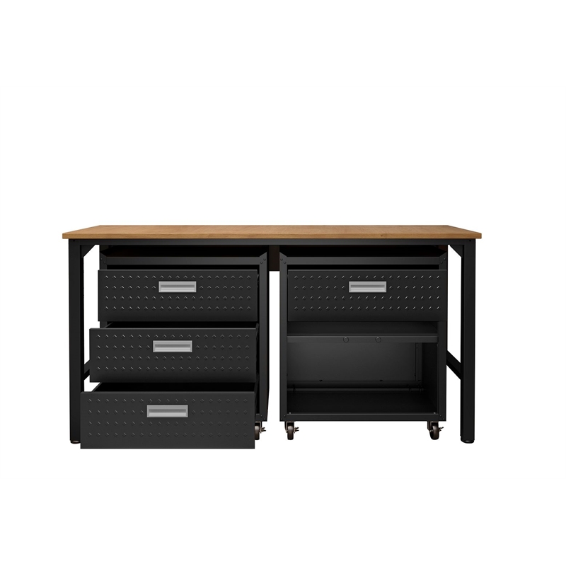 Manhattan Comfort Fortress 3-Piece Wood Garage Cabinet Set 5.0 in Charcoal