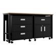 Manhattan Comfort Fortress 3-Piece Wood Garage Cabinet Set 5.0 in Charcoal