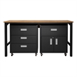 Manhattan Comfort Fortress 3-Piece Wood Garage Cabinet Set 5.0 in Charcoal
