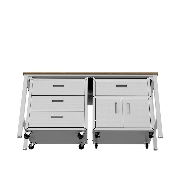 Manhattan Comfort Fortress 3-Piece Wood Garage Cabinet Set 5.0 in White