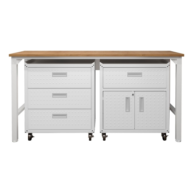 Manhattan Comfort Fortress 3-Piece Wood Garage Cabinet Set 5.0 in White