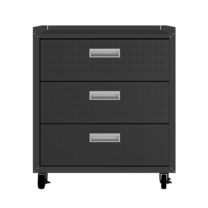 Manhattan Comfort Fortress 3-Piece Wood Garage Cabinet Set 6.0 in Charcoal