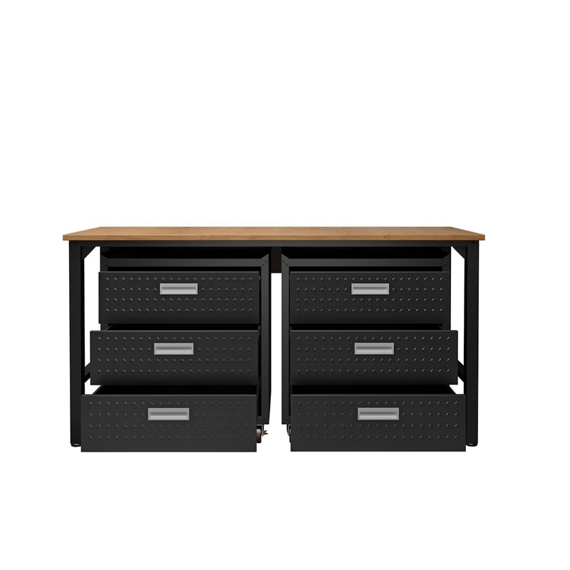 Manhattan Comfort Fortress 3-Piece Wood Garage Cabinet Set 6.0 in Charcoal