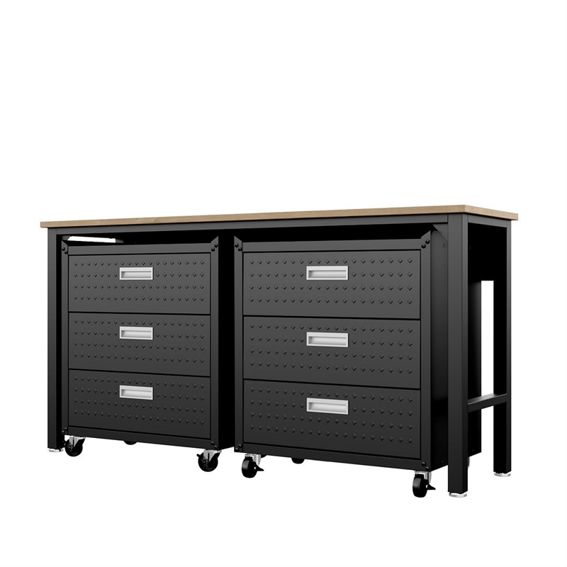 Manhattan Comfort Fortress 3-Piece Wood Garage Cabinet Set 6.0 in Charcoal
